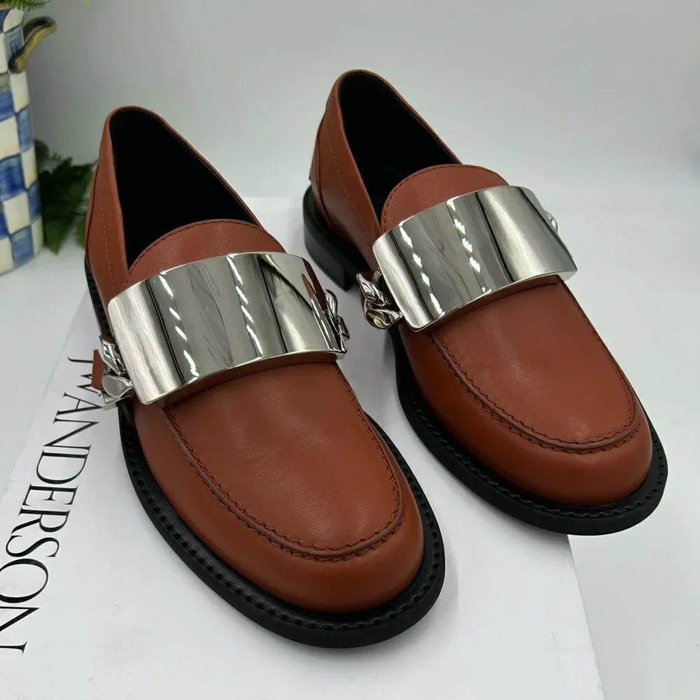 Men’s JW Anderson, gourmet chain leather loafers size 39 made in Italy